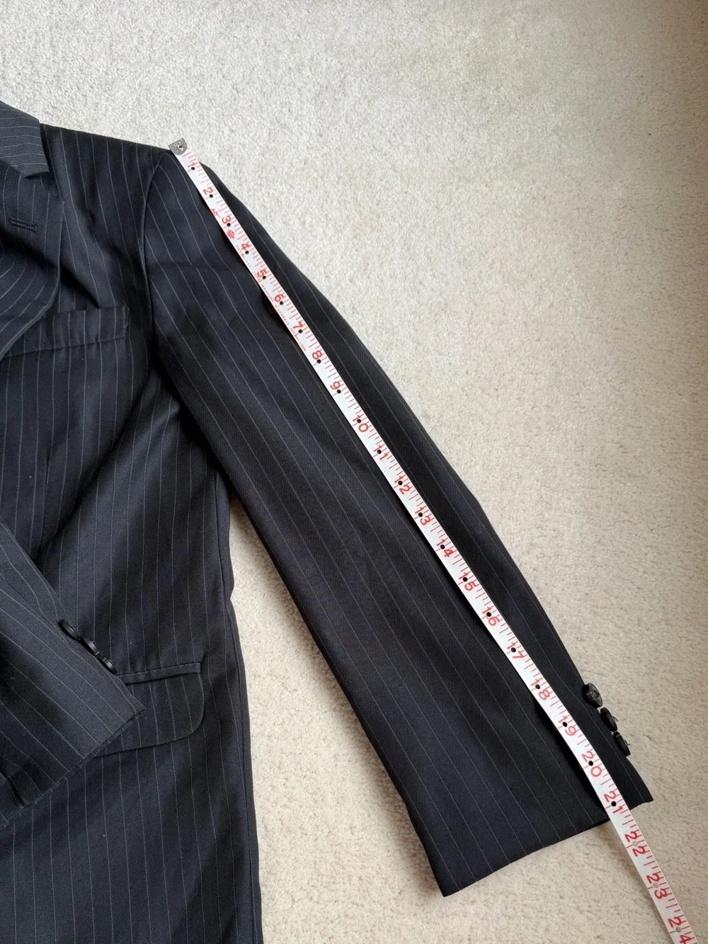 Chaps 2 piece Black Pinstripe Suit jacket coat pants Boys Size 14